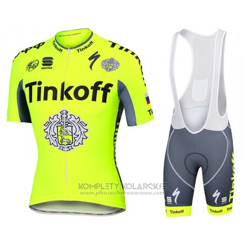 2016 Odziez Rowerowa Tinkoff Zolty Krotkie Rekawy i Rowerowe Szelkach